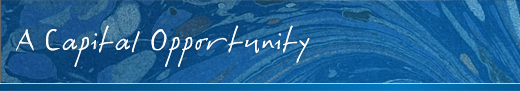 Graphic featuring the words Oportunity, Clarity, Learning on marbled paper 