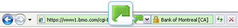 Photo of a URL address bar displaying a green Rapport icon