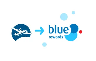 air miles logo transitioning to blue rewards logo
