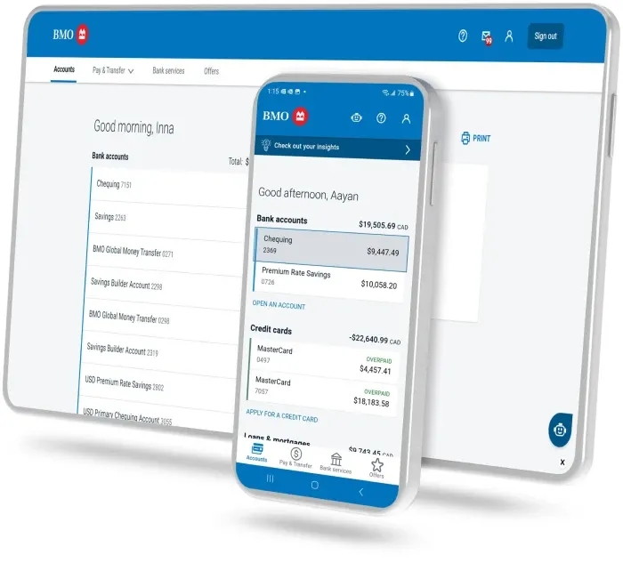 A tablet and phone screen with financial graphs and charts showcasing spending amounts