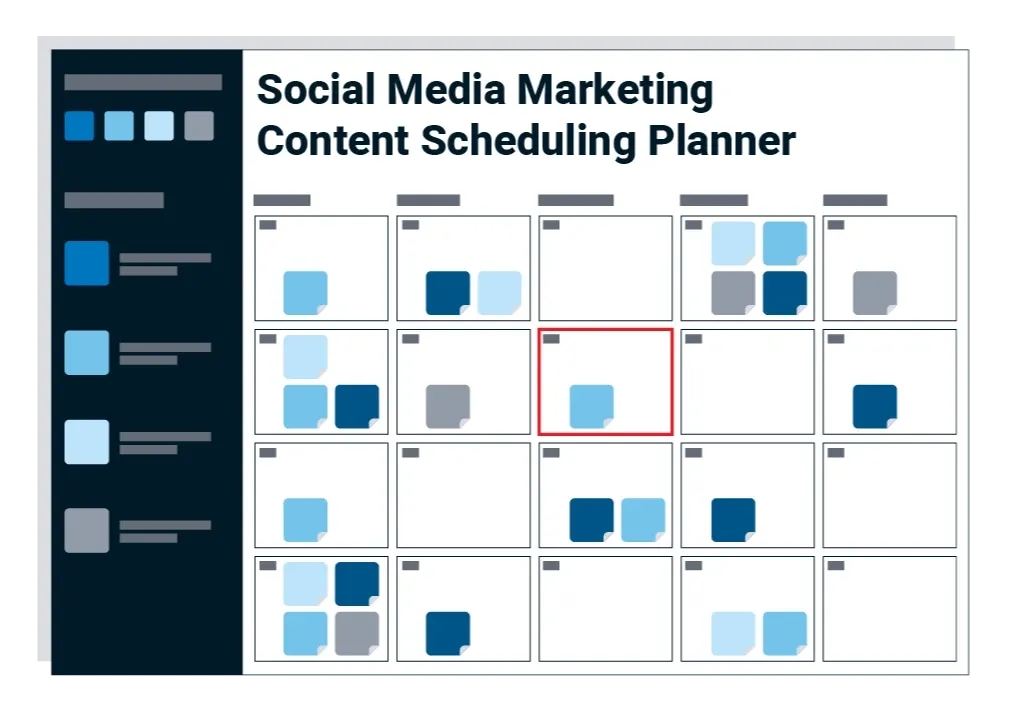 Example of a social media marketing scheduling calendar.