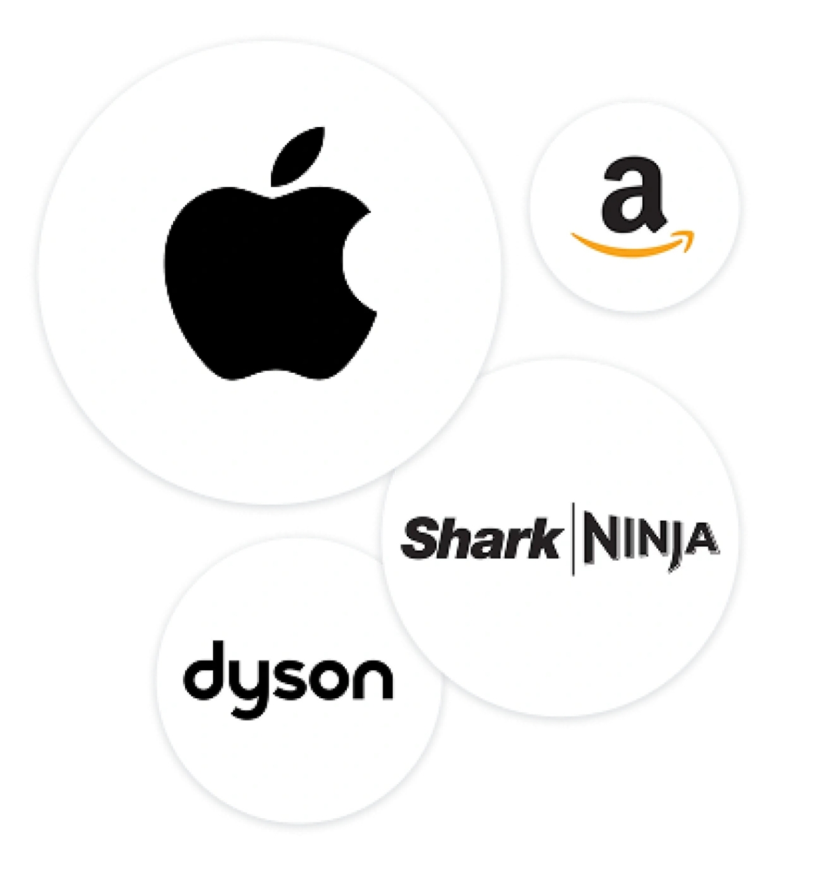 Logos pour les chez les Récompenses Bleu partenaires, y compris Apple, Amazon, Shark Ninja et Dyson.