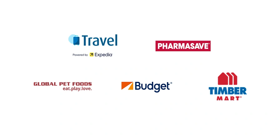 Examples of Blue Rewards Partners including: Travel, powered by Expedia, Pharmasave, Global Pet Foods, Budget and Timbermart