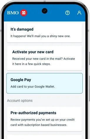 Manage your card screen opened with Google Pay menu item selected