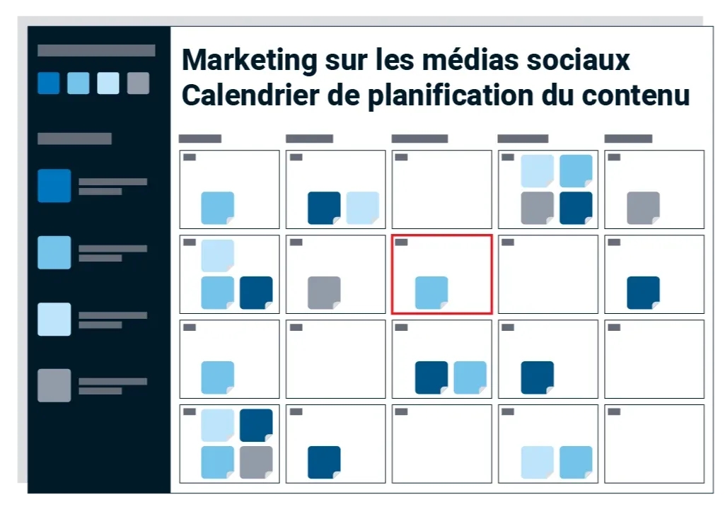 Exemple de calendrier de planification du marketing sur les médias sociaux. 