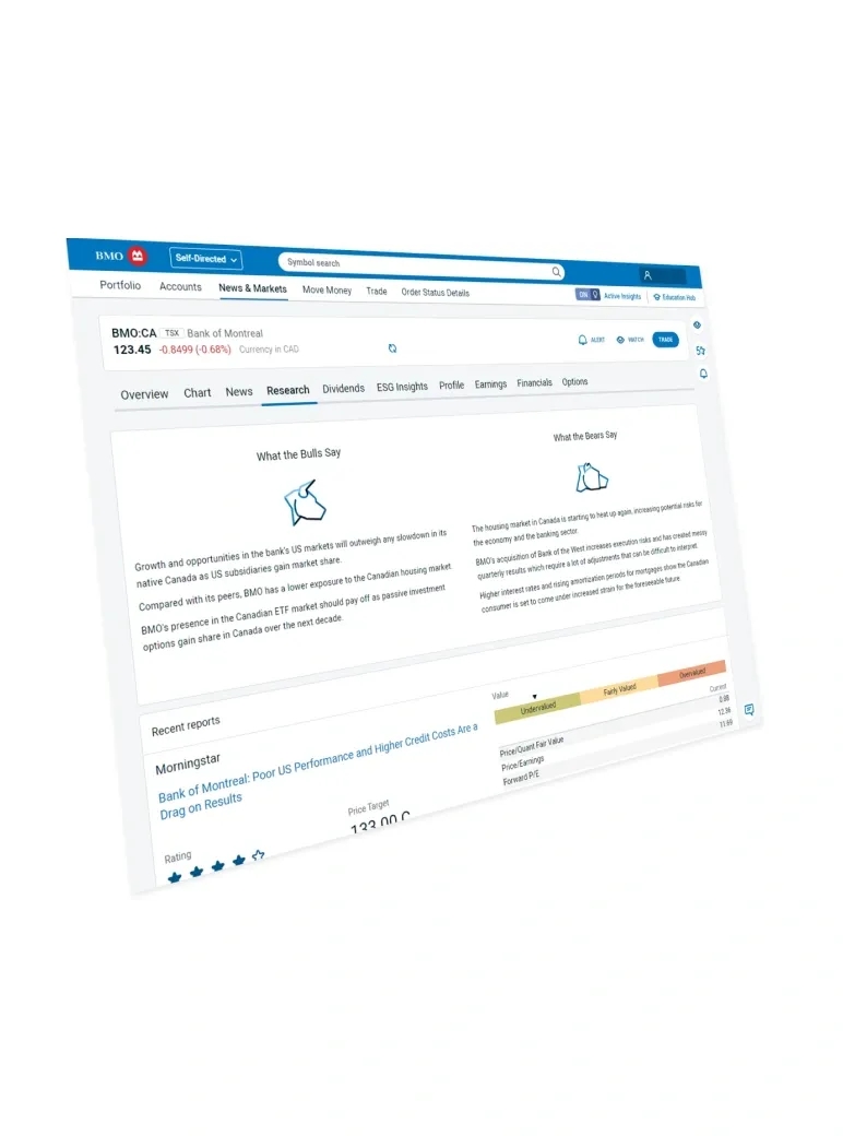 A screen showing the self-directed market research page