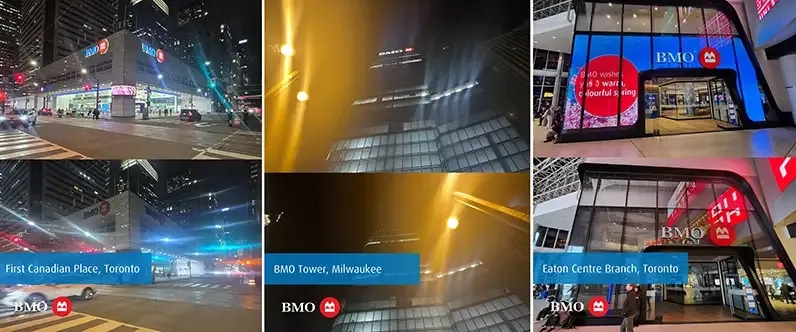 Collage of various BMO locations with the lights turned off