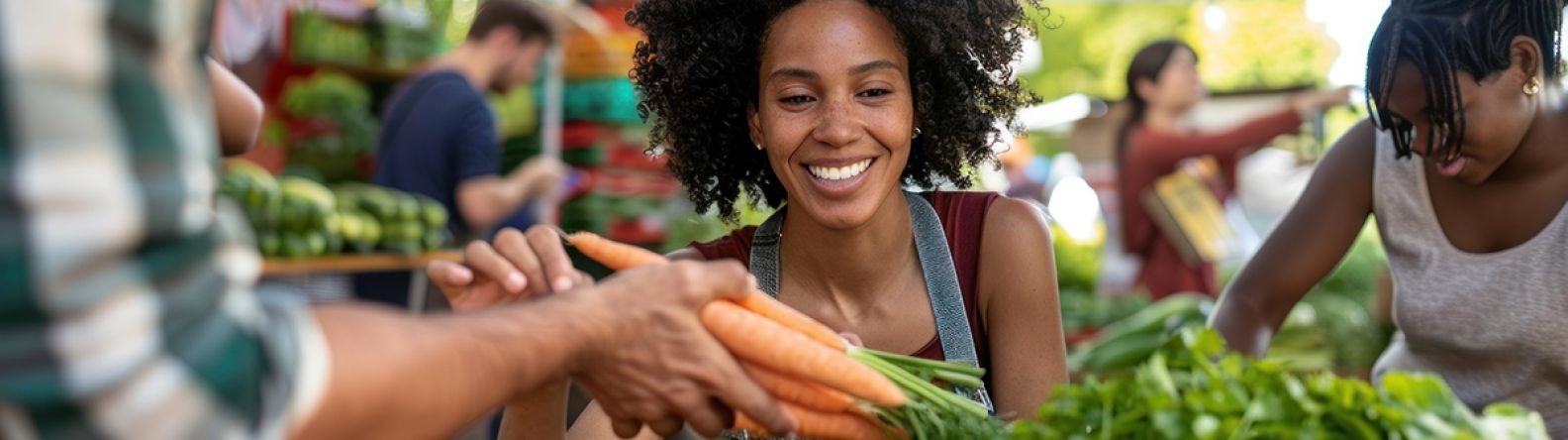 A group of people working in a garden