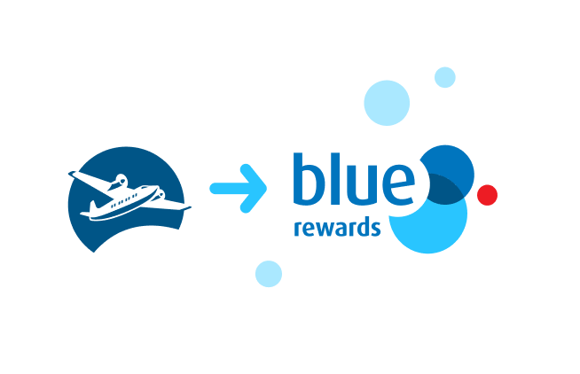 air miles logo transitioning to blue rewards logo