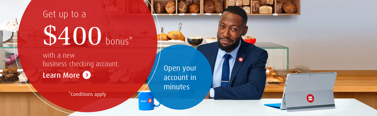 Get up to a $400 bonus* with a new business checking account. Learn more *Conditions apply