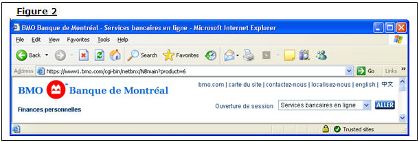 Image d’une page Web avec la barre d’adresse U R L et une icône de cadenas dans le cadre inférieur.